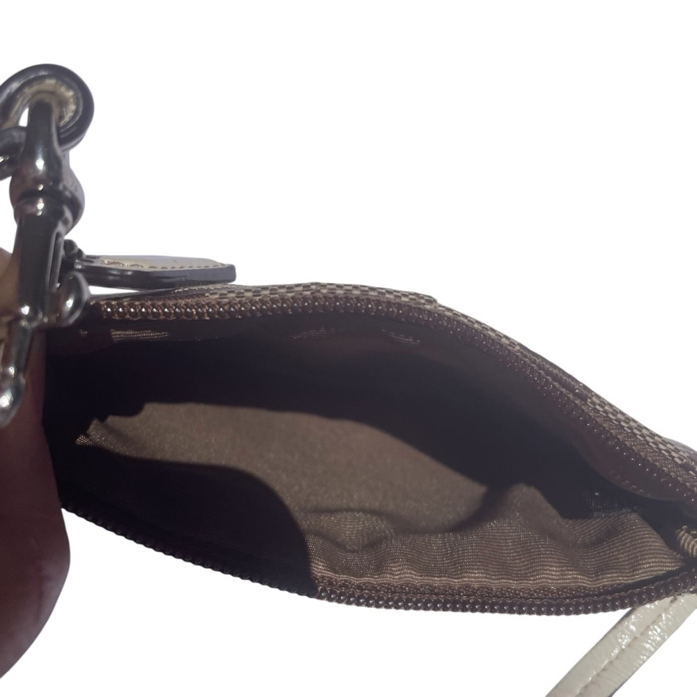 Coach Wristlet Coin Purse Cream and Brown Canvas - Picture 6 of 10